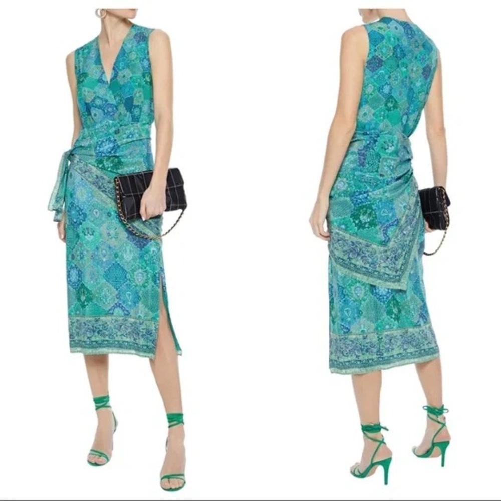 Altuzarra Sade Wrap Effect Printed Silk Midi Dress
